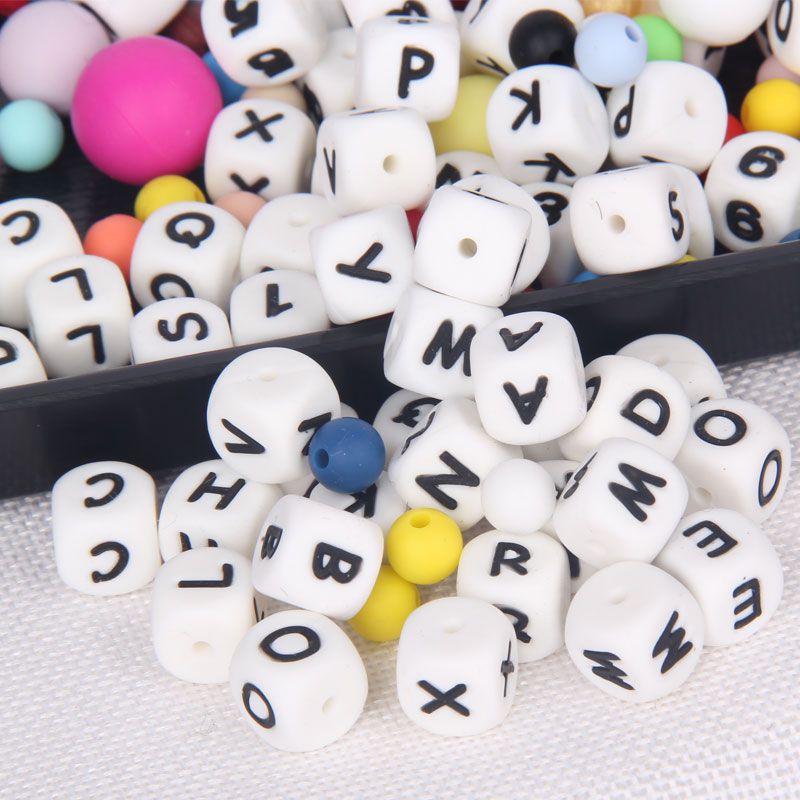 teething beads for sale | silicone letter beads