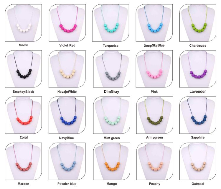 colorful Food grade silicone teething necklace wholesale