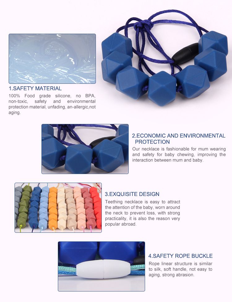 bpa free food grade silicone teething necklace wholesale