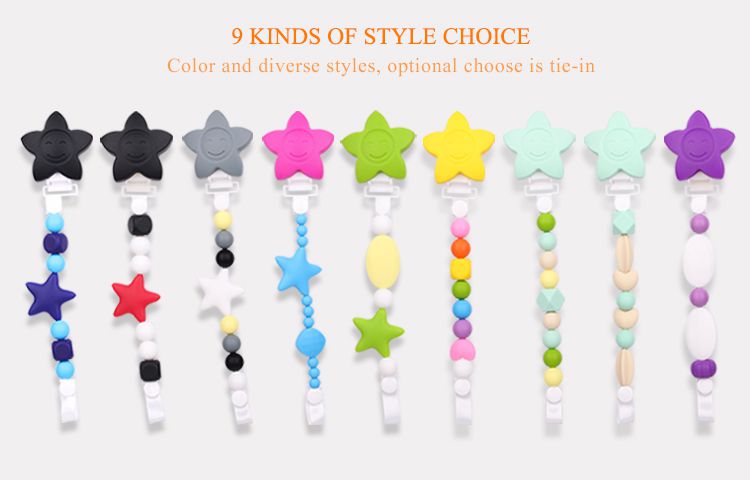 colorful baby pacifier clips
