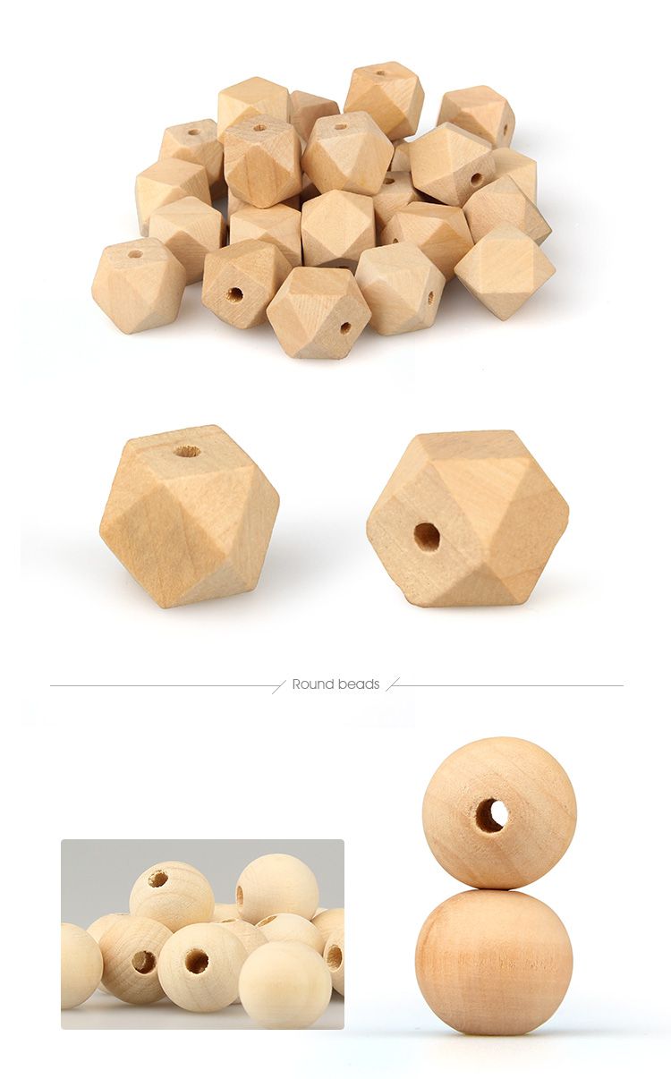 Round wooden beads, Hexagon wooden beads and Litte Donut wooden beads wholesale