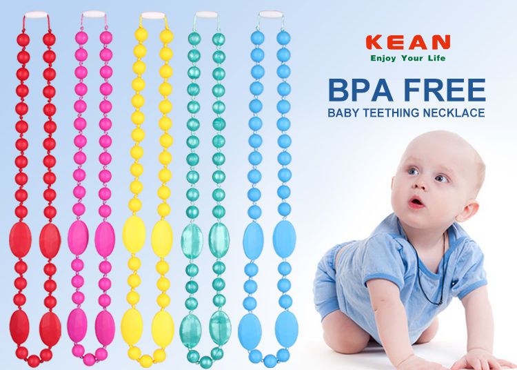Silicone nursing necklace and bead necklace can soothe a teething baby