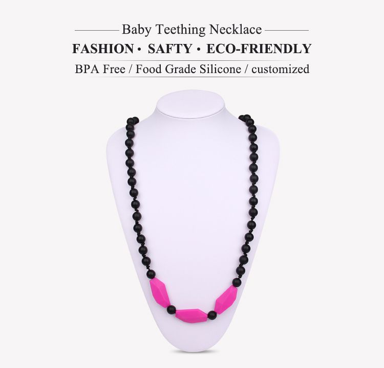 Silicone baby teething necklace are supposed to ease a baby's teething discomfort simply
