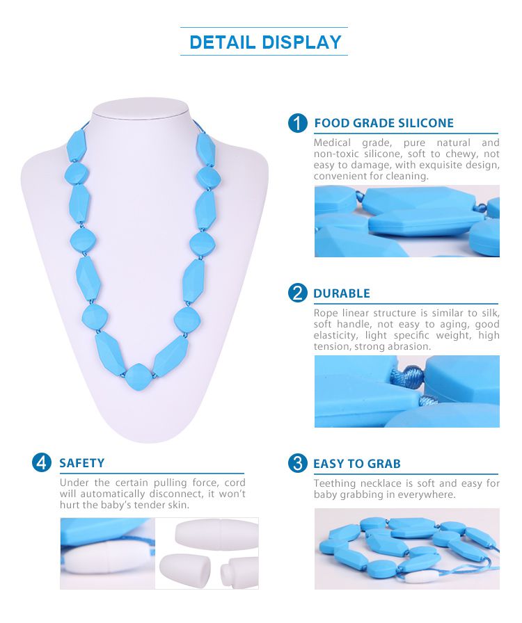 bpa free silicone teething necklace for baby