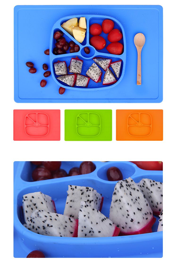 silicone placemat baby, One-piece silicone placemat + plate contains kids' messes for baby eating