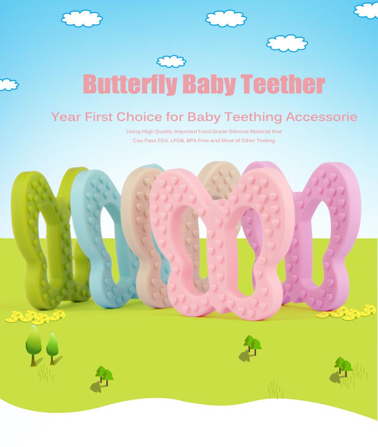 silicone baby toy for teething,bpa free butterfly silicone teething toys