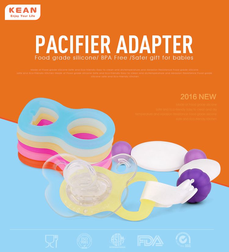 Pacifier adapter, Silicone adapter holder rings for baby pacifier