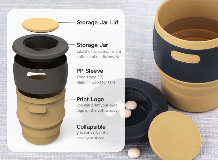 silicone cups with storage jar detail