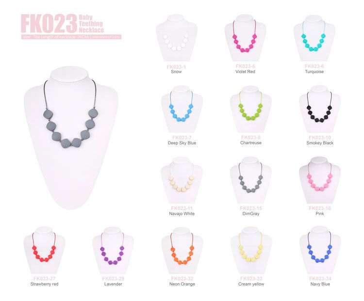 BPA free silicone baby teething necklace for mom to wear