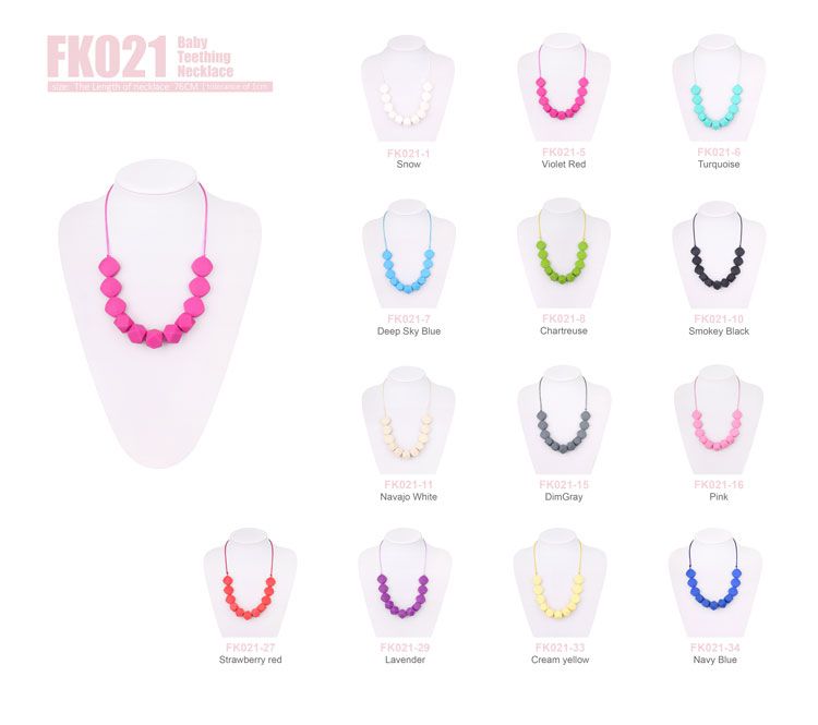 Silicone baby necklace for teething, wholesale teething necklace