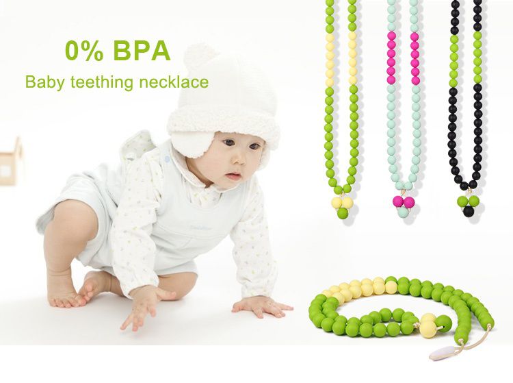 black teething necklace, 100% silicone, free of BPA teething necklace