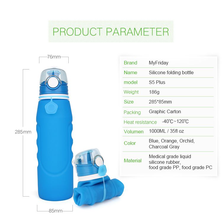  Durable - guaranteed to never shatter, leak or dent, 2017 new collapsible water bottle 1 litre