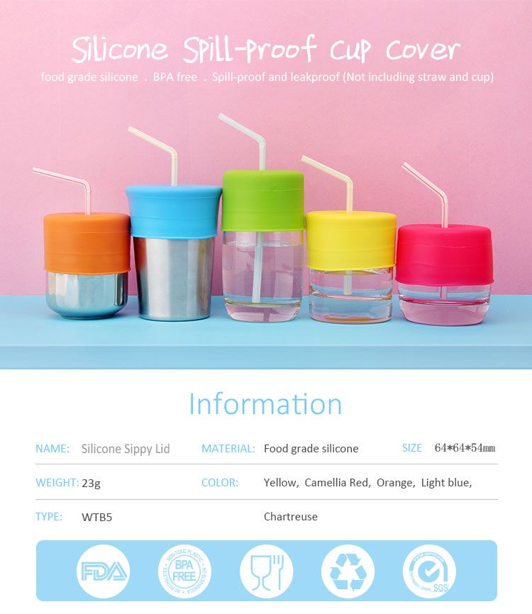 Silicone Sippy Lid, Spill-Proof Sippy Cup for Babies