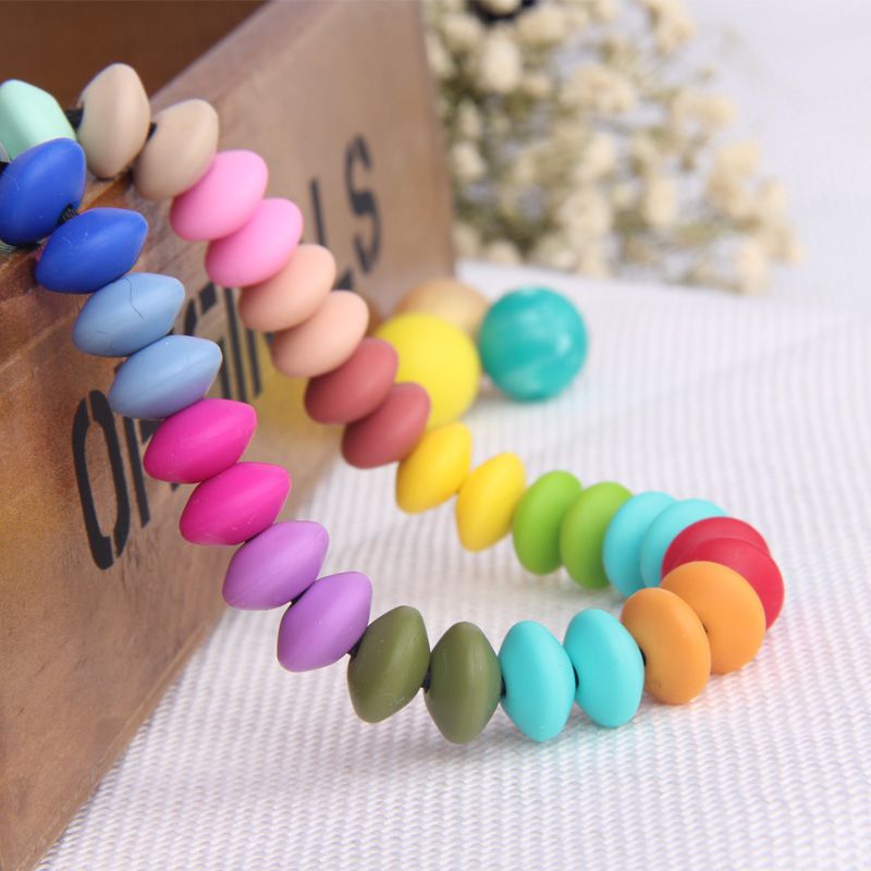 China Factory 100Pcs 12MM Silicone Abacus Beads Silicone Beads