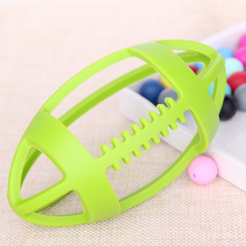 silicone teether rugby