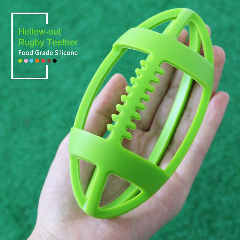 silicone teether rugby