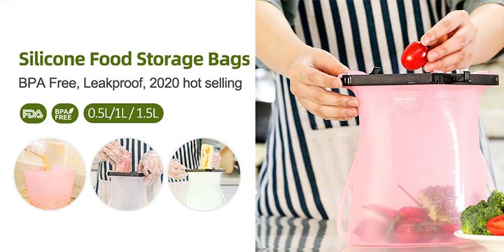 Silicone food storage bags