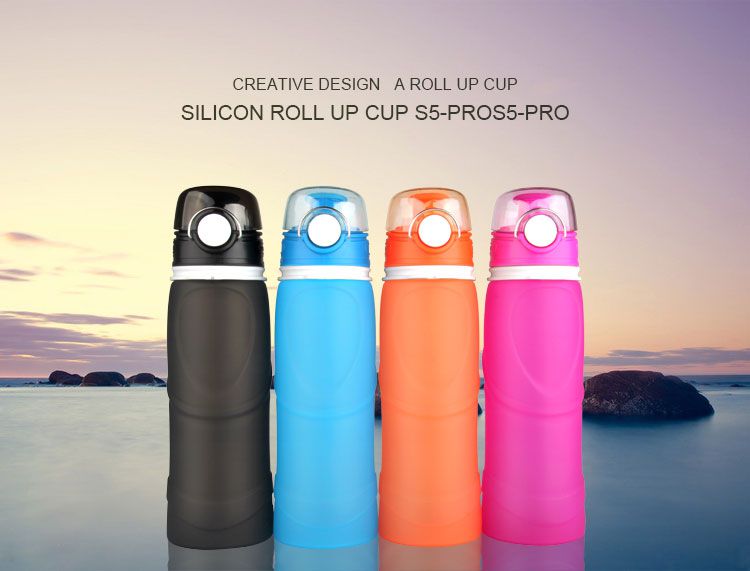 silicone water bottle,bpa free silicone foldable water bottle