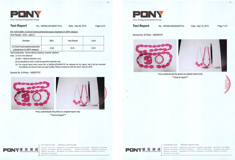 silicone hexagon bead certificate