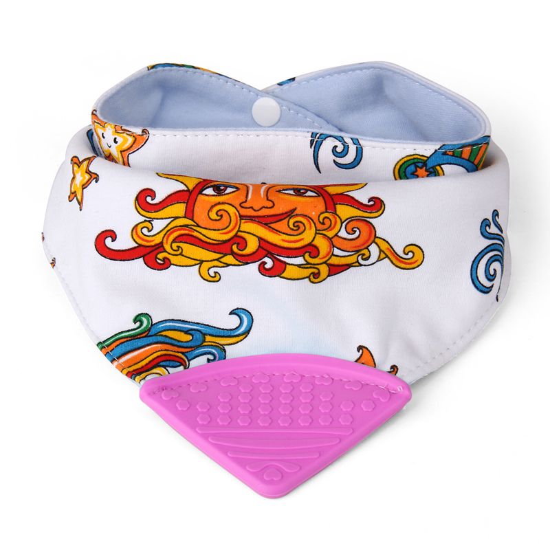 This teething bibs are made of 100% soft jersey cotton and have an absorbent middle layer to lock in the moisture away
