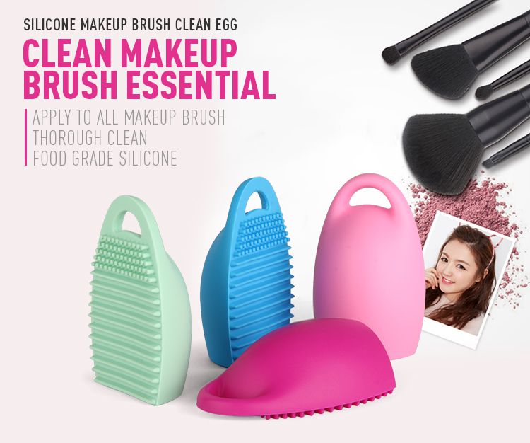 Silicone brush cleaner - Makeup Brush Cleaner Glove Egg Scrubber Cosmetic Cleaning Silicone Foundation