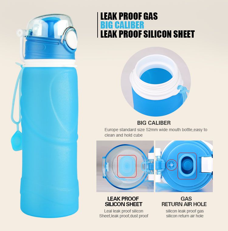 eco squeeze silicone water bottle - leak proof collapsible water