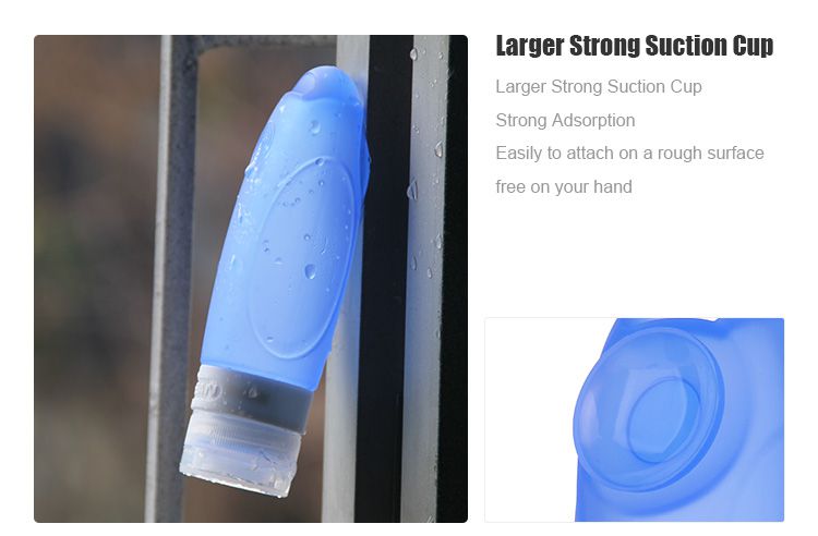travel bottle with larger strong suction cup