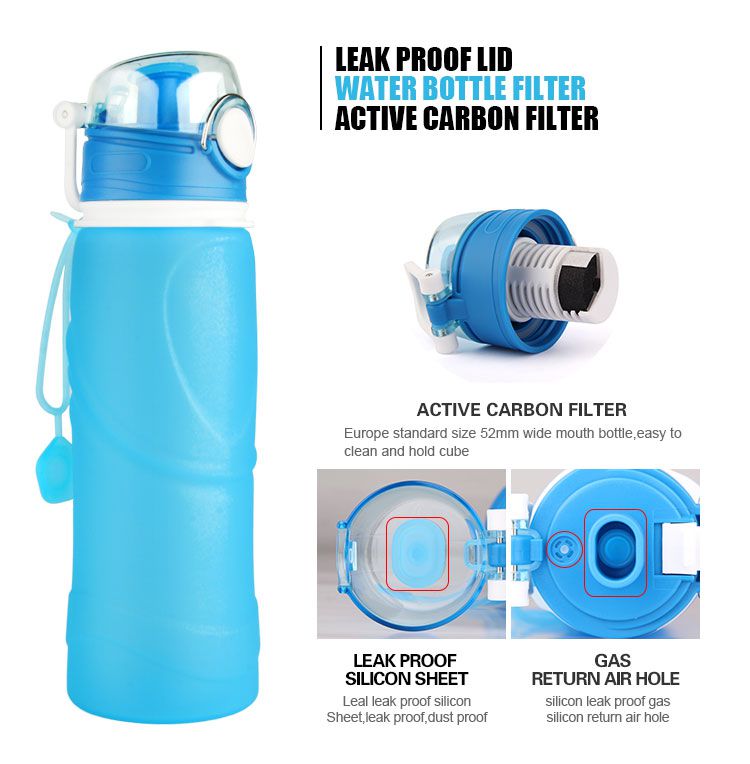 Buy Wholesale China Drinking Collapsible Silicone Bpa Free Travel Carbon Filter  Water Bottle Ultra Filtration Water & Silicone Filtered Water Bottle at USD  8.38