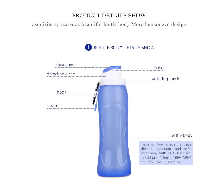 Leak-proof Portable Silicone Sport Collapsible Water bottle