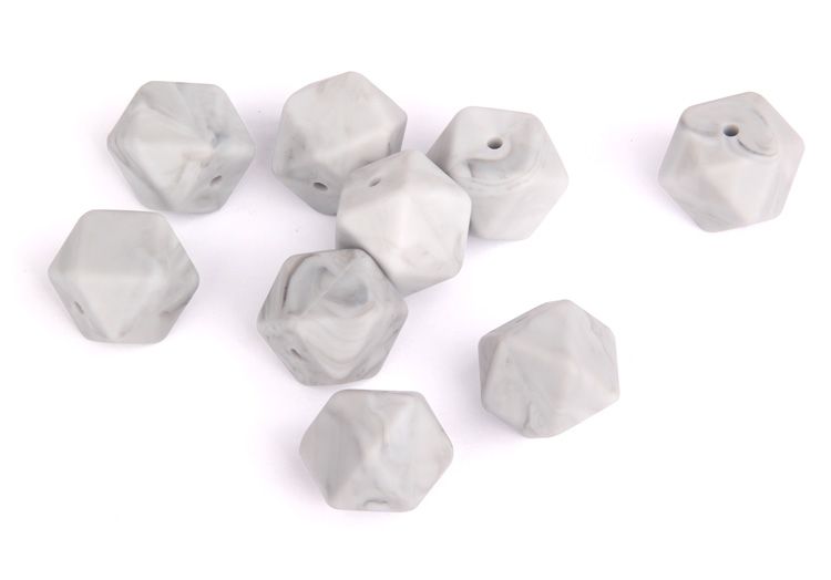 Grey Marbled Hexagon beads