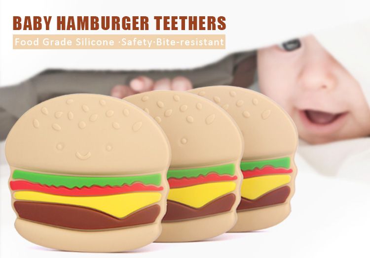 Silicone baby chew toys hamburger, wholesale baby gift silicone toys