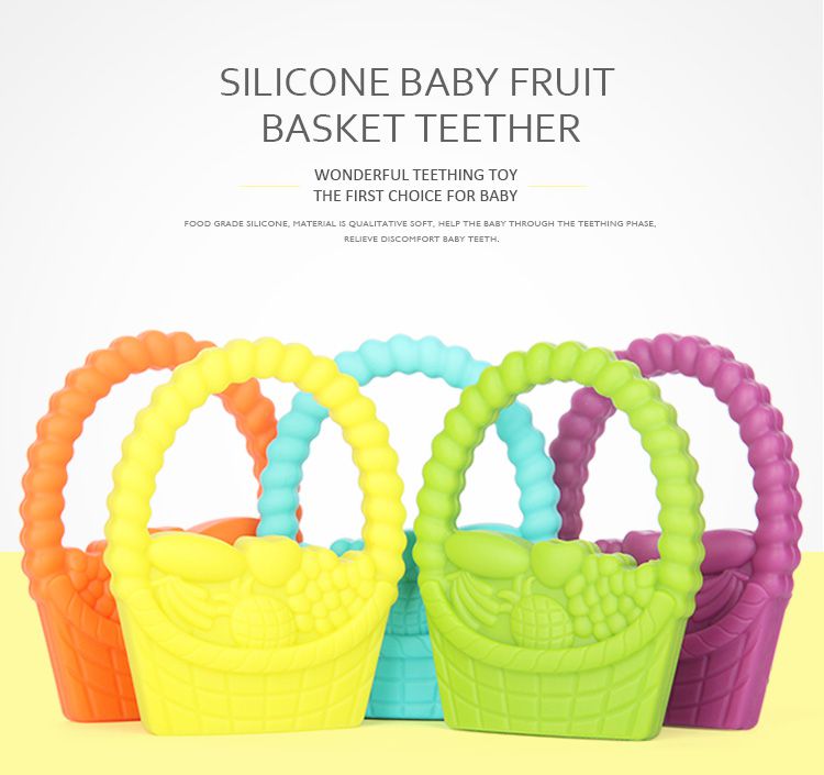 best silicone teething toys for babies, bpa free and FDA approved fruit basket toys