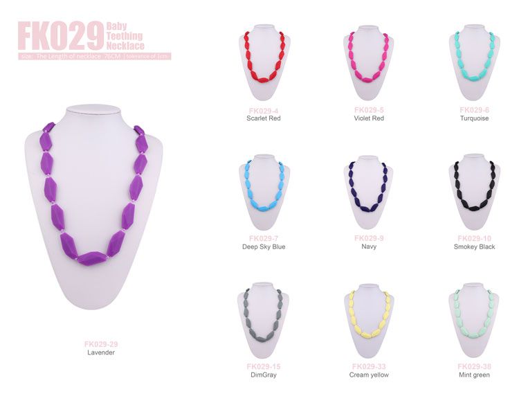silicone bead teething necklace for baby, Massages gums for instant pain relief