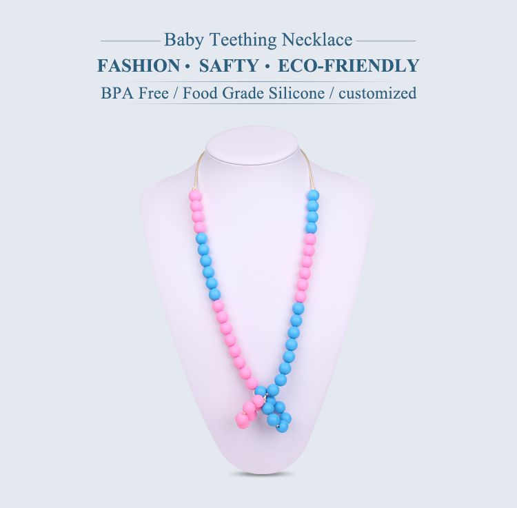 Silicone Baby teething necklace for mom, silicone nursing necklace