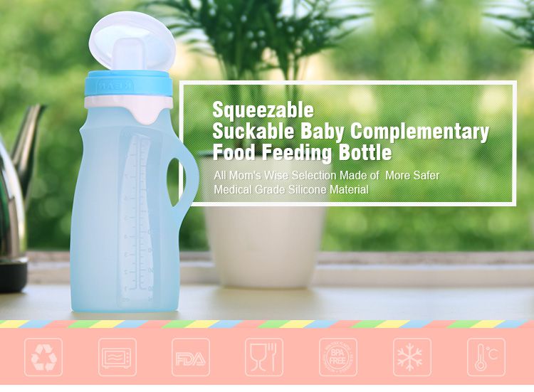 KAANG Silicone Baby Food Pouches Refillable 5oz 2 Pack, Reusable