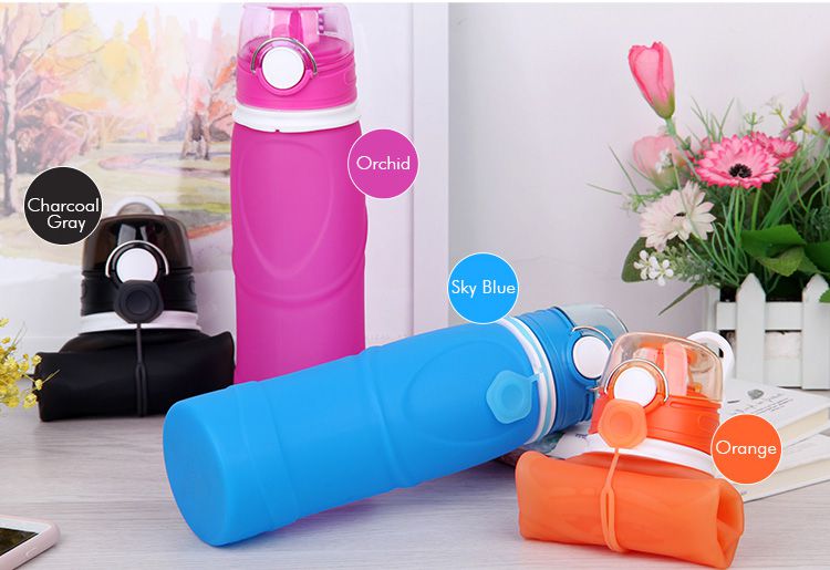 eco squeeze silicone water bottle - leak proof collapsible water