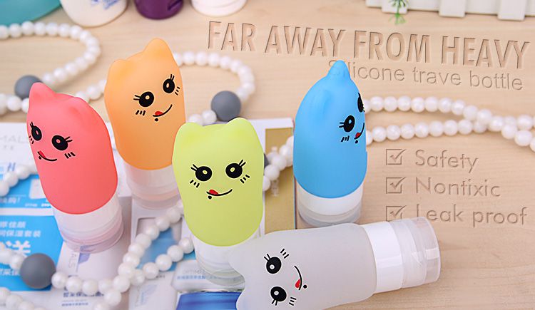 Travel Squeeze Bottles, no leak cute Kitten silicone travel bottles