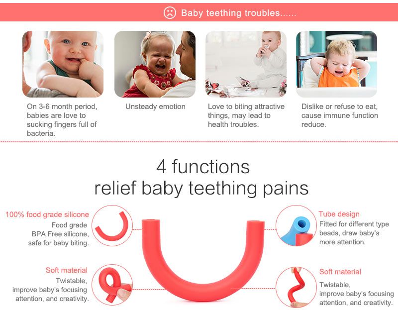 beads for baby teething necklace made with 100% child-safe silicone & 100% BPA free