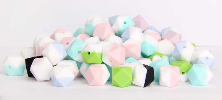 Hexagon silicone beads, chewable beads wholesale