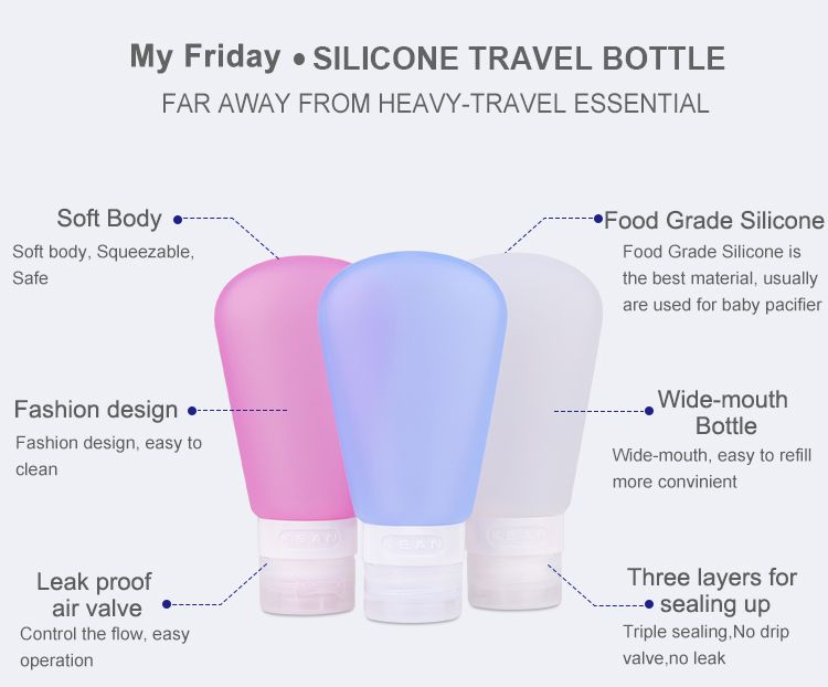 Travel squeeze bottles, portable silicone travel toiletry bottle