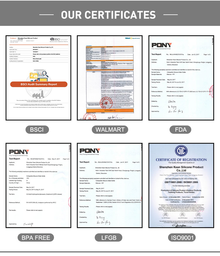 KEAN Silicone certificate